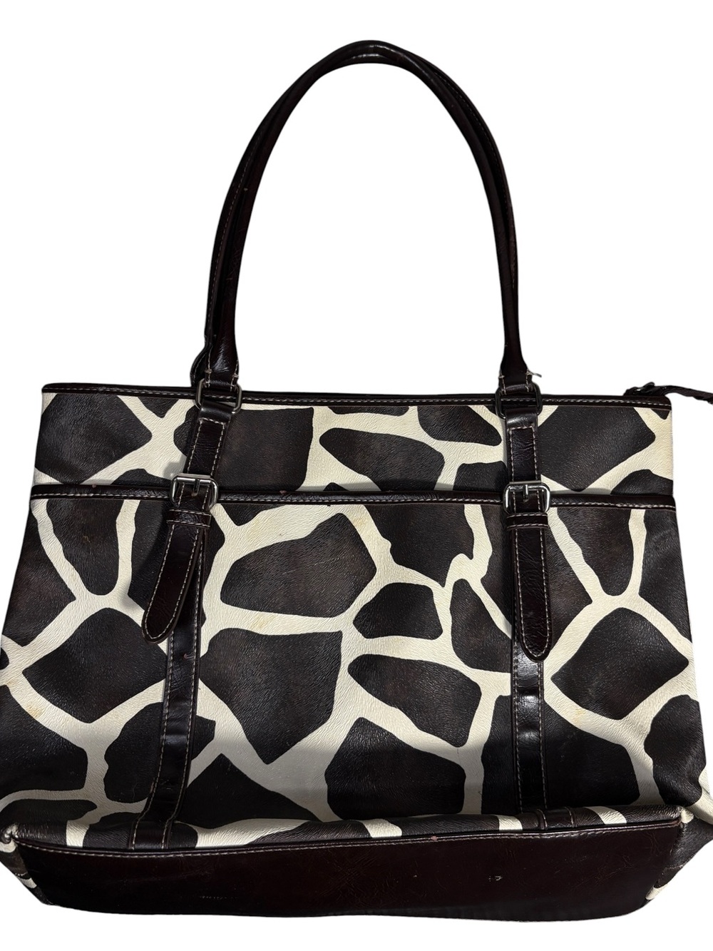 Nine & Co. by Nina West Giraffe Print Faux Leather Large Tote Shoulder Bag